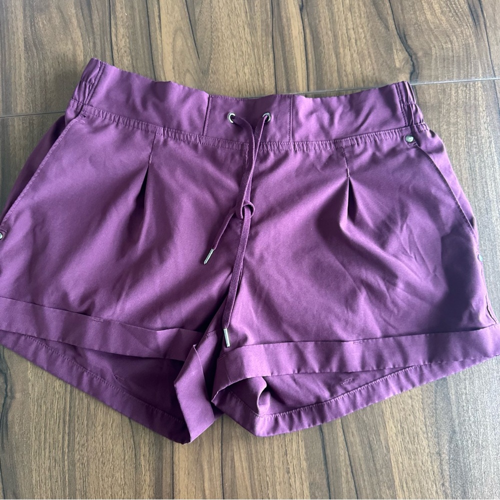 Mondetta Plum High-Waist Drawstring Pleated Shorts